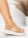 Sandale Dama cu Platforma 5GS36 BEIGE | MEI