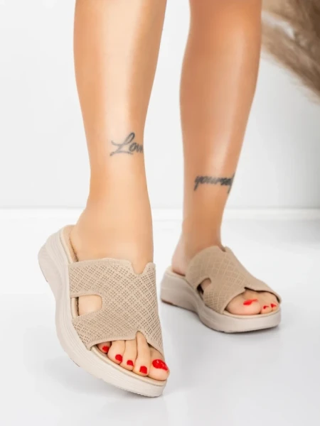 Papuci Dama cu Talpa Joasa 5GS39 BEIGE | MEI
