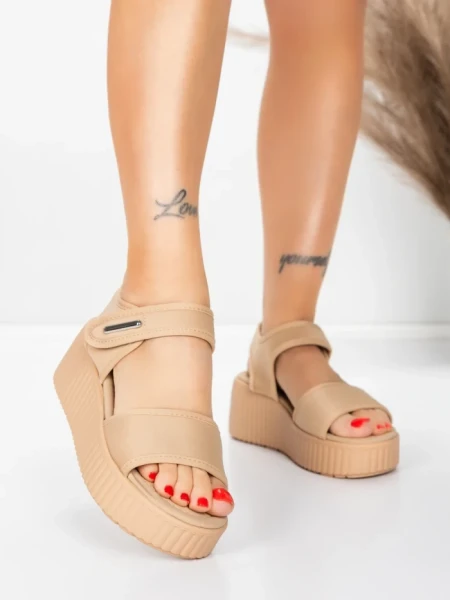 Sandale Dama cu Platforma 5GS56 BEIGE | MEI