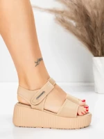 Sandale Dama cu Platforma 5GS56 BEIGE | MEI