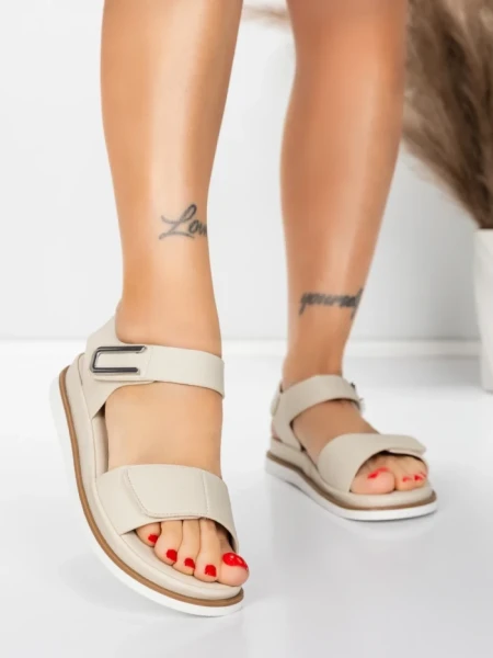 Sandale Dama cu Talpa Joasa 5GS58 BEIGE | MEI