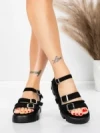 Sandale Dama cu Talpa Joasa 5HXS68 BLACK | MEI