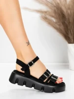 Sandale Dama cu Talpa Joasa 5HXS68 BLACK | MEI