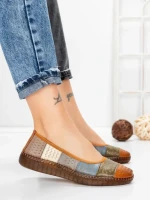 Balerini Dama din piele naturala 2211-1 BROWN-GREEN | BERLINER