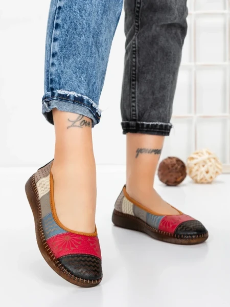 Balerini Dama din piele naturala 2211-1 BLACK-RED | BERLINER