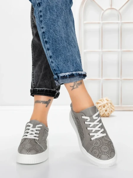 Pantofi Casual Dama din piele naturala KD87983 GREY | BERLINER