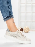 Pantofi Casual Dama din piele naturala KD87981 CREAM | BERLINER
