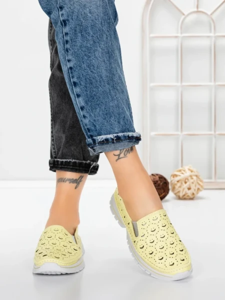 Balerini Dama din piele naturala K242-4 YELLOW | GALLOP