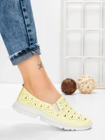 Balerini Dama din piele naturala K242-4 YELLOW | GALLOP