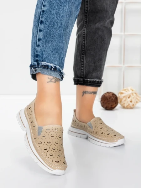 Balerini Dama din piele naturala K242-4 APRICOT | GALLOP