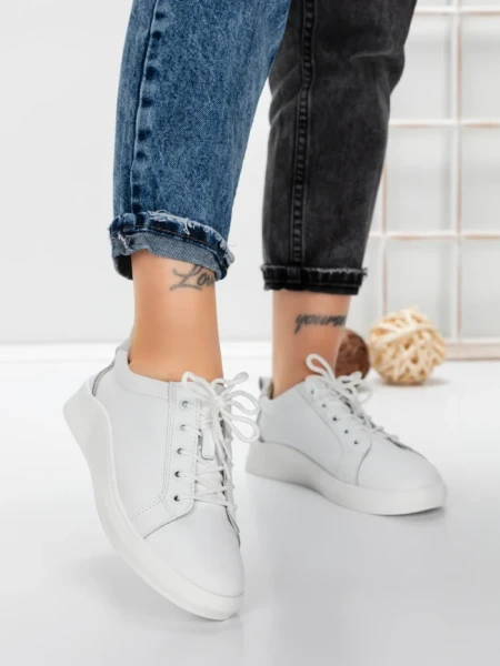 Pantofi Casual Dama din piele naturala K243-1 WHITE | GALLOP