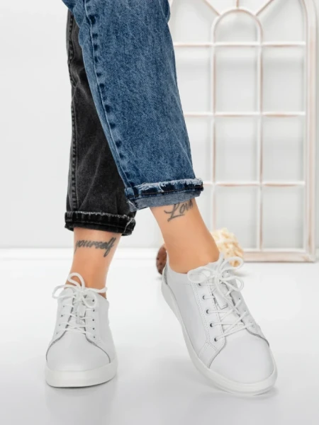 Pantofi Casual Dama din piele naturala K243-1 WHITE | GALLOP