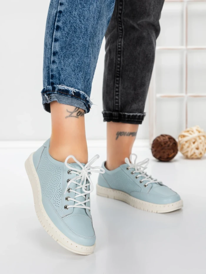 Pantofi Casual Dama din piele naturala K251-1 LIGHT BLUE | GALLOP
