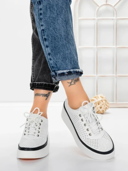 Pantofi Casual Dama din piele naturala K244-1 WHITE | GALLOP