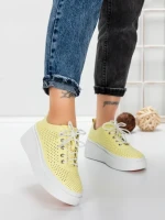 Pantofi Casual Dama din piele naturala K244-1 YELLOW | GALLOP
