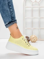 Pantofi Casual Dama din piele naturala K244-1 YELLOW | GALLOP