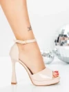 Sandale Dama cu Toc Subtire 5LO7 BEIGE | MEI