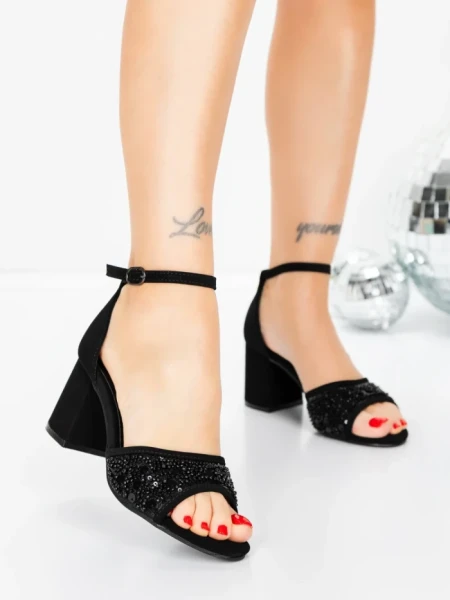Sandale Dama cu Toc Gros 5XKK91 BLACK | MEI