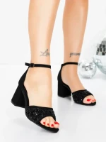 Sandale Dama cu Toc Gros 5XKK91 BLACK | MEI
