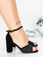 Sandale Dama cu Toc Gros 5XKK93 BLACK | MEI
