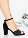 Sandale Dama cu Toc Gros 5XKK93 BLACK | MEI