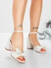 Sandale Dama cu Toc Gros 5XKK90 WHITE | MEI
