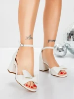 Sandale Dama cu Toc Gros 5XKK90 WHITE | MEI