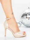 Sandale Dama cu Toc Subtire 5XKK105 NUDE | MEI
