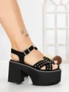 Sandale Dama cu Toc Gros si Platforma 20059N NEGRO | STEPS HIGHER