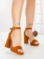 Sandale Dama cu Toc Gros 9289CA CAMEL | STEPS HIGHER
