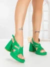 Sandale Dama cu Toc Gros si Platforma A30-98 GREEN | FESTISIMO