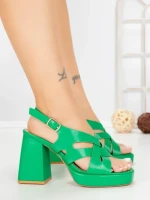 Sandale Dama cu Toc Gros si Platforma A30-98 GREEN | FESTISIMO