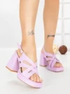 Sandale Dama cu Toc Gros si Platforma A30-98 PURPLE | FESTISIMO