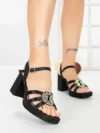 Sandale Dama cu Toc Gros F20-83 BLACK | FESTISIMO