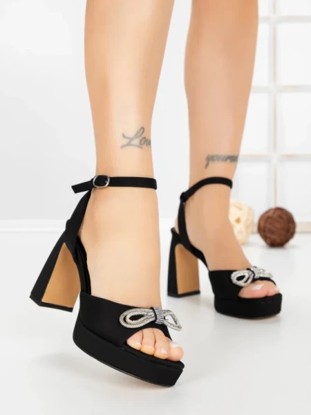 Sandale Dama cu Toc Gros W18-98 BLACK | FESTISIMO