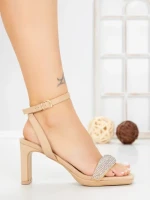 Sandale Dama cu Toc Gros W18-88 KHAKI | FESTISIMO