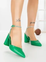 Sandale Dama cu Toc Gros G60-4 GREEN | FESTISIMO