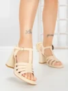 Sandale Dama cu Toc Gros G2433 BEIGE | FESTISIMO