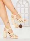 Sandale Dama cu Toc Gros G2433 BEIGE | FESTISIMO