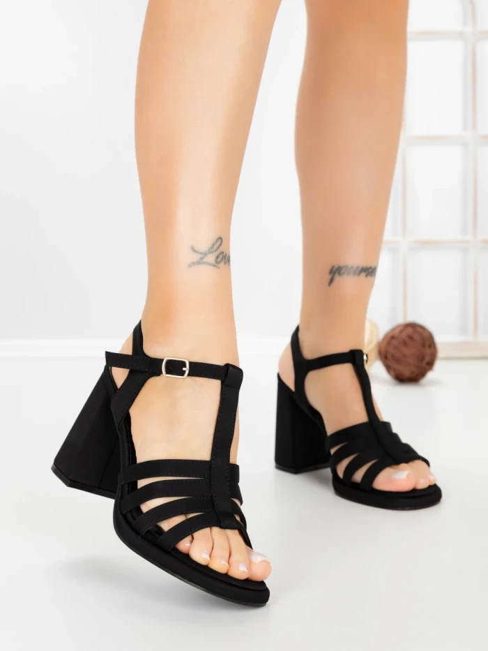 Sandale Dama cu Toc Gros G2433 BLACK | FESTISIMO