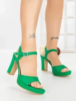Sandale Dama cu Toc Gros JJ23-18 GREEN | FESTISIMO