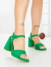 Sandale Dama cu Toc Gros G2432 GREEN | FESTISIMO