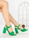 Sandale Dama cu Toc Gros G2432 GREEN | FESTISIMO