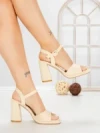 Sandale Dama cu Toc Gros G2432 BEIGE | FESTISIMO