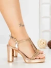 Sandale Dama cu Toc Gros W18-77 CHAMPAGNE | FESTISIMO