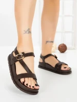 Sandale Dama cu Talpa Joasa LH795 DARK BROWN | CINK ME