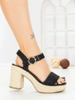 Sandale Dama cu Toc Gros si Platforma OP16-42 BLACK | CINK ME