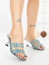 Papuci Dama cu Toc Subtire HM13-20 LIGHT BLUE | CINK ME