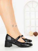 Pantofi cu Toc Gros VJ01-3 BLACK | CINK ME