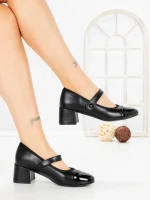 Pantofi cu Toc Gros VJ01-3 BLACK | CINK ME